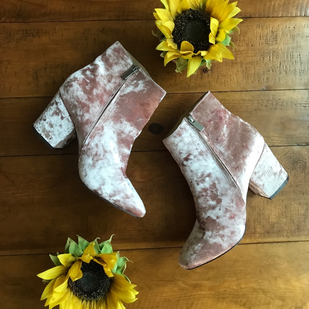 ASOS Pink Velvet Booties Size 8.5